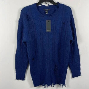 Forever 21 Blue Distressed Sweater